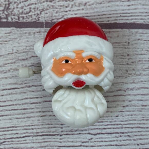 Vintage Santa Claus Wind Up Christmas Toy Moving Beard Clip On Lapel 2"H - Picture 1 of 11